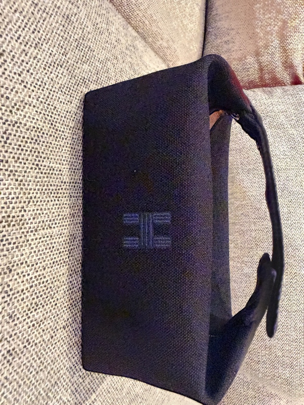 Hermes Black Canvas Cosmetic Case with Embroidered Logo